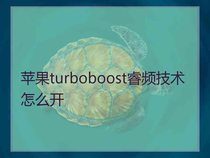 苹果turboboost睿频技术怎么开 苹果turboboost睿频技术怎么开