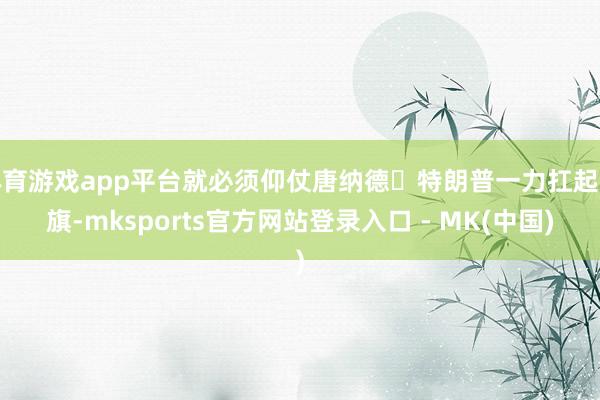 体育游戏app平台就必须仰仗唐纳德・特朗普一力扛起大旗-mk
