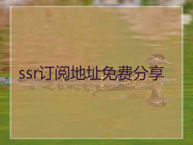 ssr订阅地址免费分享