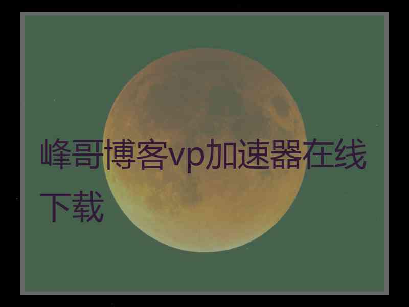 峰哥博客vp加速器在线下载