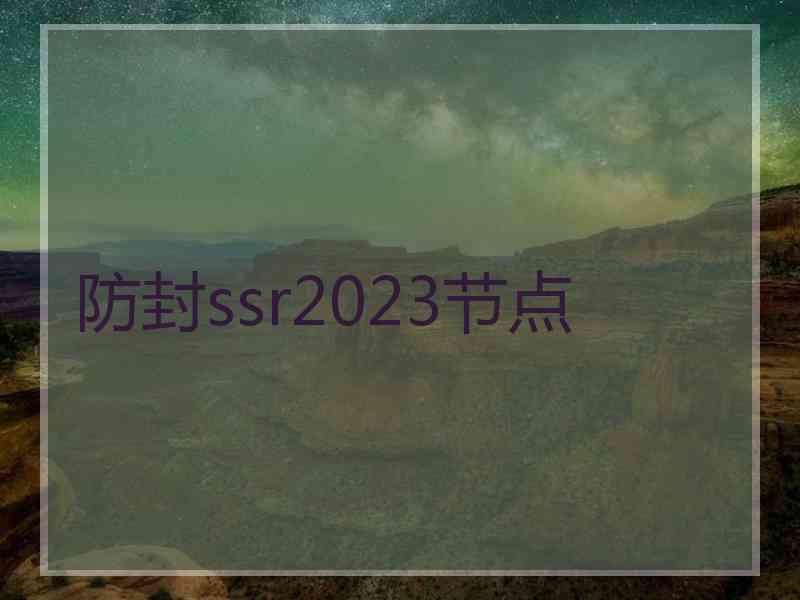 防封ssr2023节点