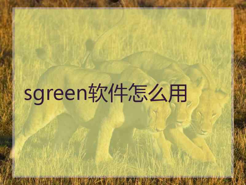 sgreen软件怎么用