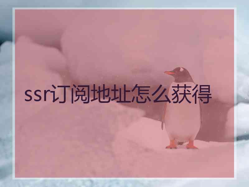 ssr订阅地址怎么获得