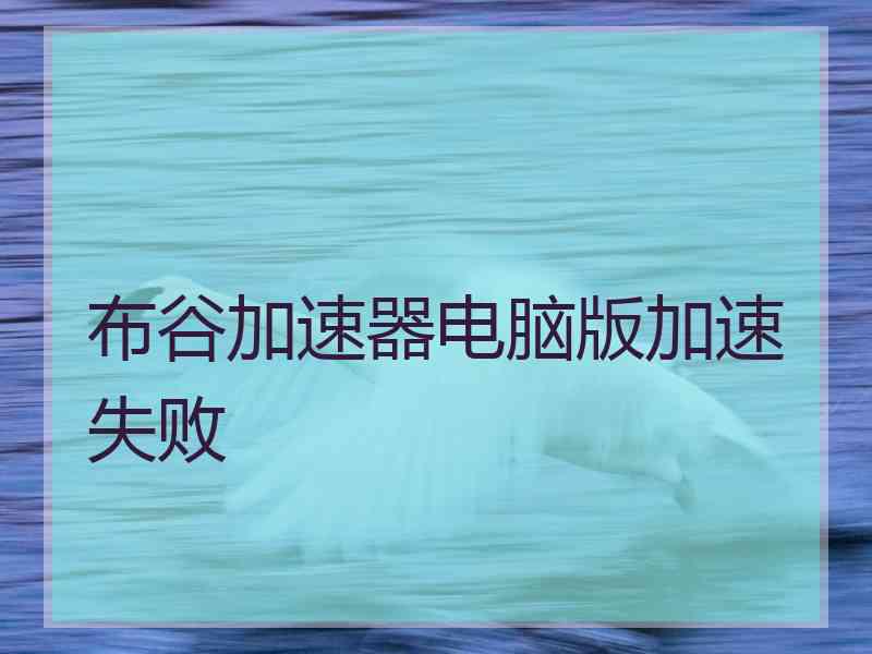 布谷加速器电脑版加速失败
