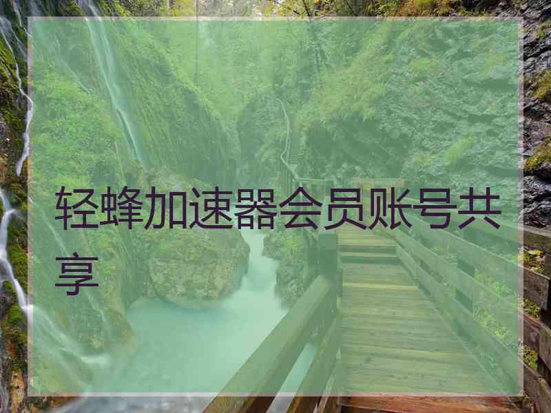 轻蜂加速器会员账号共享